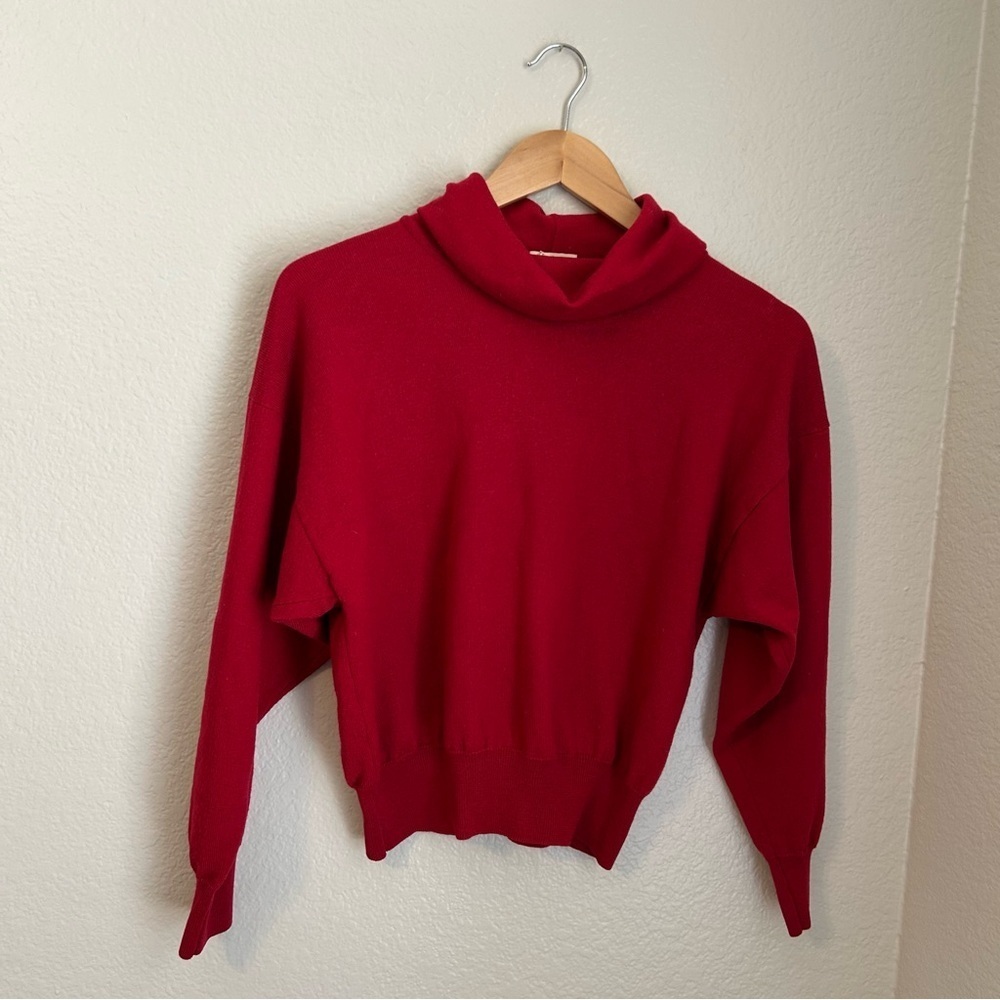 Vintage Bullocks Wilshire Women’s 100% Merino Wool Cowl Neck Red Sweater, Sz L